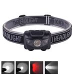 Lampada frontale a LED a luce bianca resistente all'acqua 3W, Mini luce da esterno 120LM per corsa / pesca / arrampicata