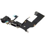Cavo della flessione del caricatore del connettore della coda originale + Cavo flessibile del nastro del jack audio delle cuffie per iPhone 5 (nero)