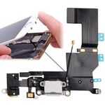 Cavo flessibile per caricabatterie con connettore di coda versione originale + Cavo flessibile a nastro per jack audio per cuffie per iPhone 5S (bianco)