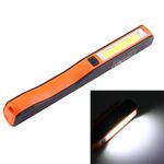 Lampada da lavoro / torcia elettrica a forma di penna ad alta luminosità 100LM, luce bianca, LED COB 2 modalità con clip magnetica ruotabile di 90 gradi (arancione)