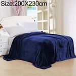 Coperta in pile di corallo di flanella tinta unita Copridivano a quadri super morbido Copridivano invernale Lenzuola calde Coperte in pelliccia sintetica di facile lavaggio, Dimensioni: 200X230cm (blu scuro)