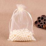 Sacchetti regalo da 100 pezzi Sacchetti in organza per gioielli Sacchetti estraibili per feste di compleanno per matrimoni, dimensioni sacchetto regalo: 7 x 9 cm (bianco crema)