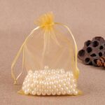 Sacchetti regalo da 100 pezzi Sacchetti in organza per gioielli Sacchetti estraibili per feste di compleanno per matrimoni, dimensioni sacchetto regalo: 7X9cm (oro)
