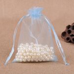 Sacchetti regalo da 100 pezzi Sacchetti in organza per gioielli Sacchetti estraibili per feste di compleanno per matrimoni, dimensioni sacchetto regalo: 7 x 9 cm (azzurro)