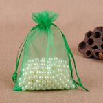 Sacchetti regalo da 100 pezzi Sacchetti in organza per gioielli Sacchetti estraibili per feste di compleanno per matrimoni, dimensioni sacchetto regalo: 7X9cm (verde erba)
