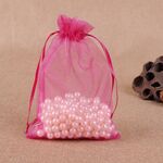Sacchetti regalo da 100 pezzi Sacchetti in organza per gioielli Sacchetti estraibili per feste di compleanno per matrimoni, dimensioni sacchetto regalo: 7X9 cm (rosa scuro)