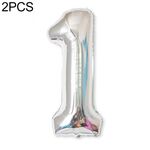 2 PCS 40 pollici Numero di foglio di alluminio Palloncini Balloons Compleanno Compleanno Wedding Engagement Party Decor Kids Ball Forniture (1-Silver)