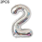 2 PCS 40 pollici di alluminio Numero del foglio di alluminio Palloncini Balloons Compleanno Wedding Engagement Party Decor Kids Ball Forniture (2-Silver)