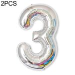 2 PCS 40 pollici di alluminio Numero del foglio di alluminio Palloncini Balloons Compleanno Wedding Engagement Party Decor Kids Ball Forniture (3-Silver)