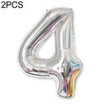 2 pz 40 pollici Numero di foglio di alluminio Palloncini Balloons Compleanno Compleanno Wedding Engagement Party Decor Kids Ball Forniture (4-Silver)