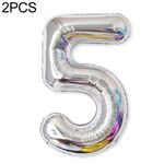 2 PZ 40 pollici Numero di foglio di alluminio Palloncini Balloons Compleanno Wedding Engagement Party Decor Kids Ball Supplentures (5-Silver)
