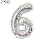 2 PCS 40 pollici Numero di foglio di alluminio Palloncini Balloons Compleanno Wedding Engagement Party Decor Bambini Forniture per bambini (6-argento)