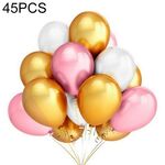 45 PCS 12 pollici Pearl Lattice Balloons Balloons Compleanno Decorazioni per feste di compleanno con nastro colorato (rosa + oro + argento)