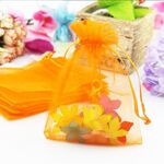 Sacchetti regalo in organza da 100 pezzi Sacchetti per imballaggio di gioielli Decorazione per feste di matrimonio, dimensioni: 7x9 cm (D11 arancione)