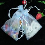 Sacchetti regalo in organza da 100 pezzi Sacchetti per imballaggio di gioielli Decorazione per feste di matrimonio, dimensioni: 7x9 cm (D15 azzurro)