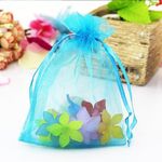 Sacchetti regalo in organza da 100 pezzi Sacchetti per imballaggio di gioielli Decorazione per feste di matrimonio, dimensioni: 7x9 cm (D16 Lake Blue)