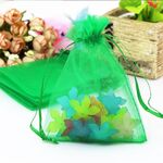 Sacchetti regalo in organza da 100 pezzi Sacchetti per imballaggio di gioielli Decorazione per feste di matrimonio, dimensioni: 7x9 cm (D17 verde)