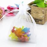Sacchetti regalo in organza da 100 pezzi Sacchetti per imballaggio di gioielli Decorazione per feste di matrimonio, dimensioni: 7x9 cm (D2 bianco)