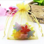 Sacchetti regalo in organza da 100 pezzi Sacchetti per imballaggio di gioielli Decorazione per feste di matrimonio, dimensioni: 7x9 cm (D4 oro)