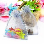 Sacchetti regalo in organza da 100 pezzi Sacchetti per imballaggio di gioielli Decorazione per feste di matrimonio, dimensioni: 7x9 cm (D5 Silver Rrey)