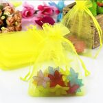 Sacchetti regalo in organza da 100 pezzi Sacchetti per imballaggio di gioielli Decorazione per feste di matrimonio, dimensioni: 7x9 cm (D10 giallo)
