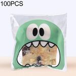 100 pezzi carino grande teech bocca mostro sacchetto di plastica matrimonio compleanno biscotto caramelle regalo sacchetti di imballaggio OPP, formato sacchetto regalo: 10x10 cm (verde)