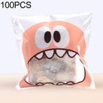 100 pezzi carino grande teech bocca mostro sacchetto di plastica matrimonio compleanno biscotti caramelle regalo sacchetti di imballaggio OPP, formato sacchetto regalo: 10x10cm (rosa)