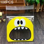 100 pezzi carino grande teech bocca mostro sacchetto di plastica matrimonio compleanno biscotti caramelle regalo sacchetti di imballaggio OPP, formato sacchetto regalo: 10x10cm (giallo)
