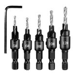 5 pezzi / set set di punte per trapano per lavorazione del legno svasatore set di utensili per viti esagonali (argento)