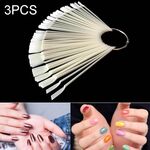3 Set Stampo per unghie a forma di ventaglio Cartella colori per smalto per unghie Cartoncino per unghie （Con cerchio - colore naturale）