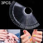 3 Set Stampo per unghie a forma di ventaglio Cartella colori per smalto per unghie Cartoncino per nail art （Con cerchio - trasparente）