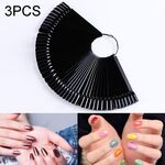 3 Set Stampo per unghie a forma di ventaglio Swatch Cartella colori per smalto per unghie Tabellone per unghie （Con cerchio - Nero）
