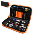 Kit saldatore elettrico a temperatura regolabile da 60 W + 5 punte PCS Strumento di riparazione per saldatura portatile Pinzette Coltello hobby (arancione)