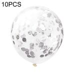 10 PCS 12 pollici Confetti Balloons Decorazione di nozze Decorazione di buon compleanno Festa di compleanno Palloncino in lattice (argento)