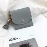 Portafoglio da donna alla moda Portafoglio corto in pelle mini porta carte d'identità casual Borse da donna con pochette per monete (grigio blu)