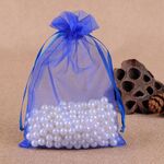 Sacchetti regalo da 100 pezzi Sacchetti in organza per gioielli Sacchetti estraibili per feste di compleanno per matrimoni, dimensioni sacchetto regalo: 13X18cm (blu zaffiro)