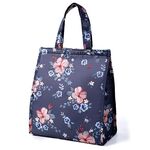 Impermeabile Speciale Isolamento Termico Borsa di Stoccaggio Portatile Isolata Lunch Box Borsa Frigo Borsa per Alimenti in Tessuto Oxford (Fiore Grigio)