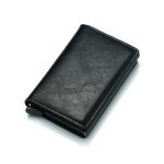 Tipo di carta elastica automatica Anti-magnetico RFID Pacchetto di carte retrò antifurto Portafoglio universale in metallo in pelle (nero)