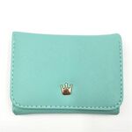 Portafogli donna corto mini portamonete portamonete in pelle PU decorato con corona (verde chiaro)