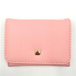 Portafogli donna corto mini portamonete portamonete in pelle PU decorato con corona (rosa)