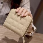 Mini portafoglio da donna con cerniera corta carino portamonete (beige)