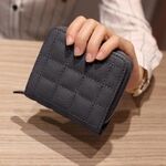 Mini portafoglio da donna con cerniera corta carino portamonete (grigio scuro)