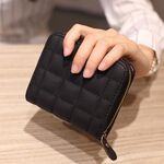 Mini portafoglio da donna con cerniera corta carino portamonete (nero)