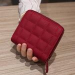 Mini portafoglio da donna con cerniera corta carino portamonete (rosso vino)