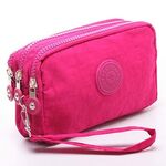 Corta con cerniera a tre strati per borsa per cellulare da donna (rosa rossa)