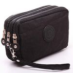 Corta con cerniera a tre strati per borsa per cellulare da donna (nera)