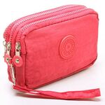 Corta con cerniera a tre strati per borsa per cellulare da donna (rossa)