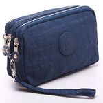 Corto con cerniera a tre strati per borsa per cellulare da donna (blu scuro)