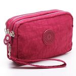 Short con cerniera a tre strati per borsa porta cellulare da donna (rosso vino)