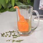 Tè Infusore Teiera Filtro Elefante Silicone Foglie di Tè Colino (Arancione)